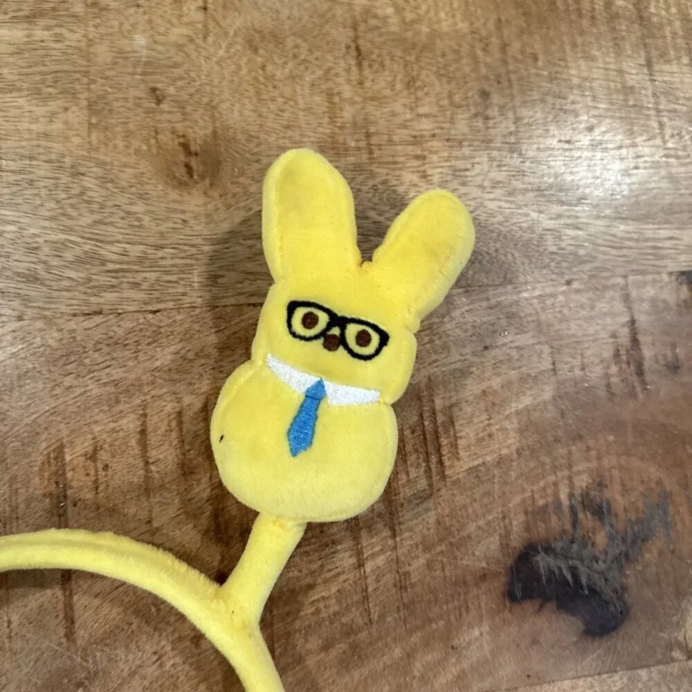 Peeps Soft Plush Yellow & Blue Cute Marshmallow Bunny Headband Easter Tie